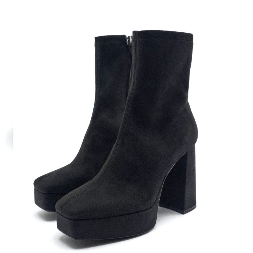 ZARA  platform heeled ankle boots